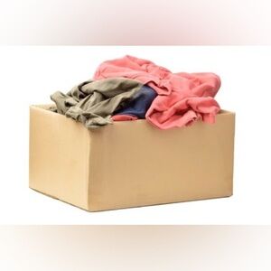 Box full of clothes and bags